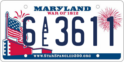 MD license plate 6AE3611