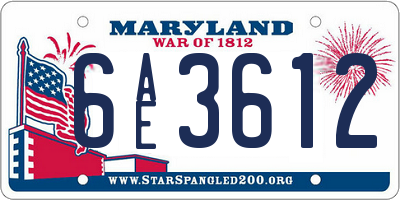 MD license plate 6AE3612
