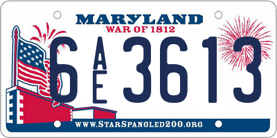 MD license plate 6AE3613