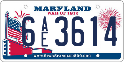 MD license plate 6AE3614