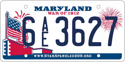 MD license plate 6AE3627