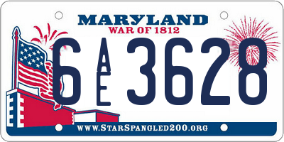 MD license plate 6AE3628