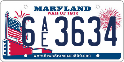 MD license plate 6AE3634