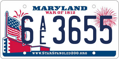 MD license plate 6AE3655