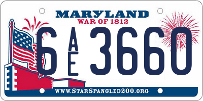 MD license plate 6AE3660