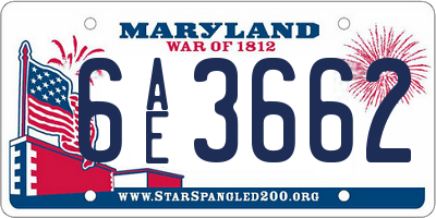 MD license plate 6AE3662