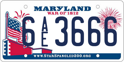 MD license plate 6AE3666