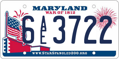 MD license plate 6AE3722