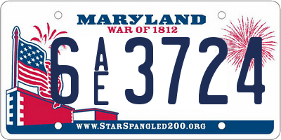 MD license plate 6AE3724