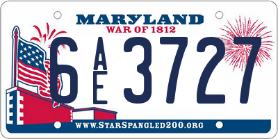 MD license plate 6AE3727
