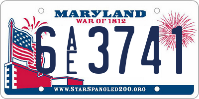 MD license plate 6AE3741