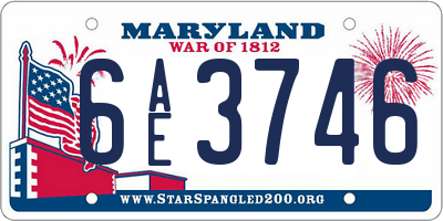 MD license plate 6AE3746