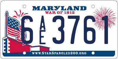 MD license plate 6AE3761