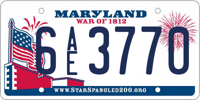 MD license plate 6AE3770