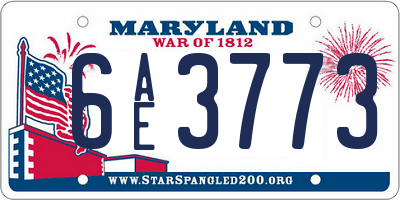 MD license plate 6AE3773