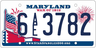 MD license plate 6AE3782