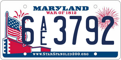 MD license plate 6AE3792