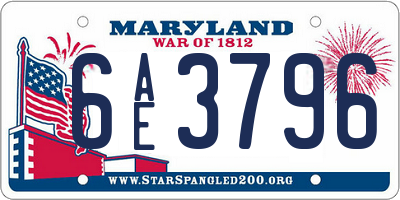 MD license plate 6AE3796