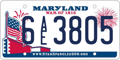 MD license plate 6AE3805