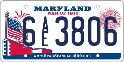 MD license plate 6AE3806