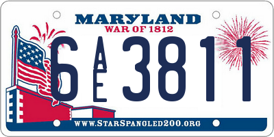 MD license plate 6AE3811