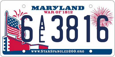 MD license plate 6AE3816