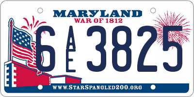 MD license plate 6AE3825