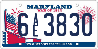 MD license plate 6AE3830