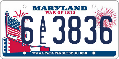 MD license plate 6AE3836