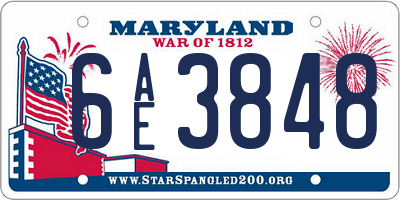 MD license plate 6AE3848