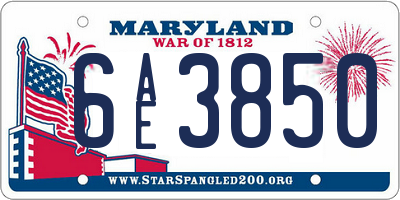 MD license plate 6AE3850