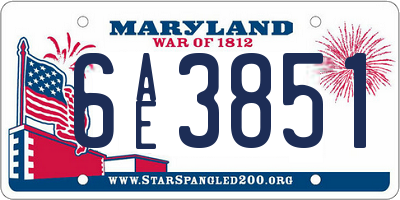 MD license plate 6AE3851