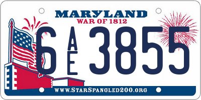 MD license plate 6AE3855