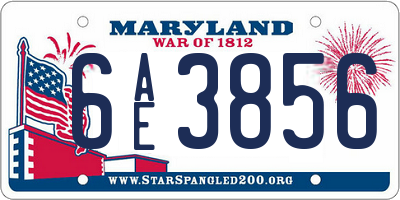 MD license plate 6AE3856