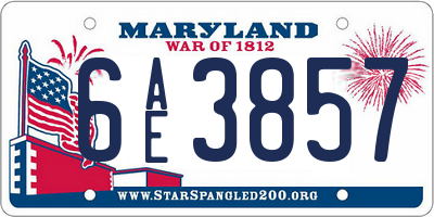 MD license plate 6AE3857