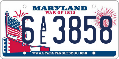 MD license plate 6AE3858