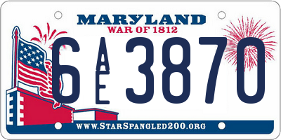 MD license plate 6AE3870