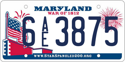 MD license plate 6AE3875
