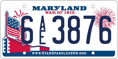 MD license plate 6AE3876
