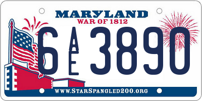 MD license plate 6AE3890