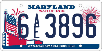MD license plate 6AE3896
