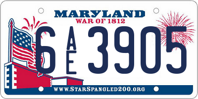MD license plate 6AE3905