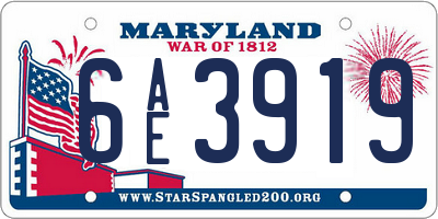 MD license plate 6AE3919