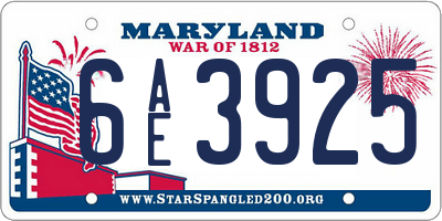MD license plate 6AE3925