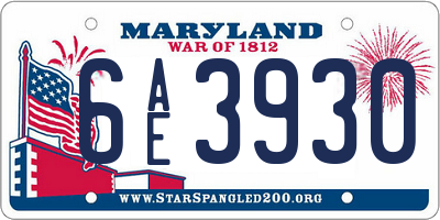 MD license plate 6AE3930