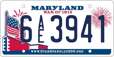 MD license plate 6AE3941