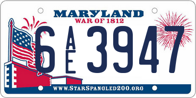 MD license plate 6AE3947