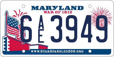 MD license plate 6AE3949