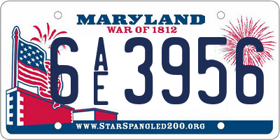 MD license plate 6AE3956
