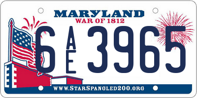 MD license plate 6AE3965